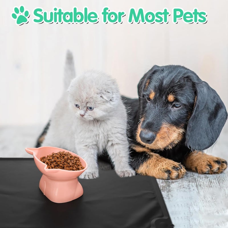 Hoemwarm 3 Pcs Elevated Cat Bowls 15° Raised Cat Food Bowl with Silicone Pet Food Mat Anti Vomiting Cats Dishes Pet Food and Water Bowls for Indoor Cats and Small Dogs(3 Colors) - Image 5